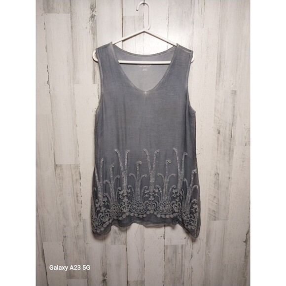 Soft Surroundings Tunic Women's Medium Gray Sleeveless Sequined - Picture 1 of 6